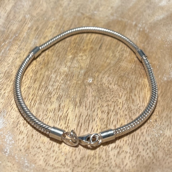 Charm Snake Chain 925 Sterling Silver Italy Bracelet - Picture 6 of 10